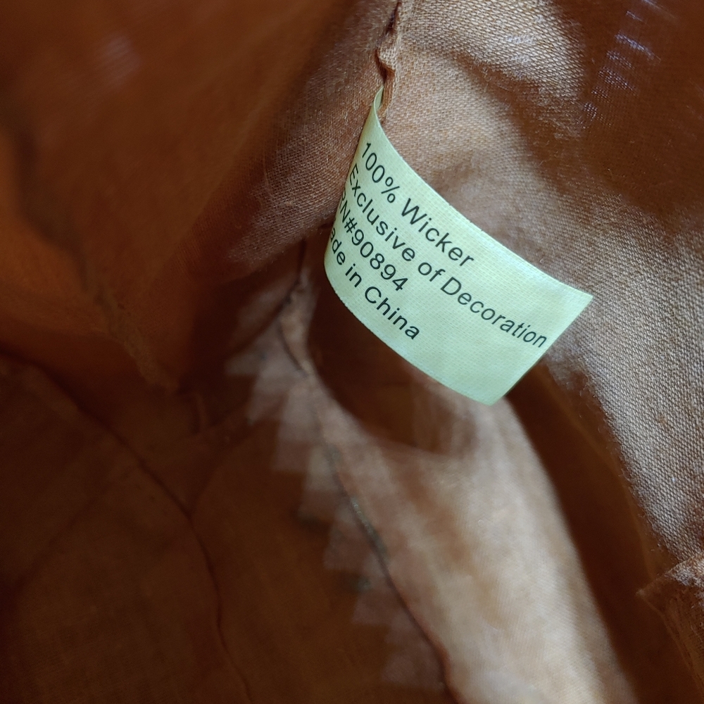 Wicker Handbag Red Straps Material Lining - image 7